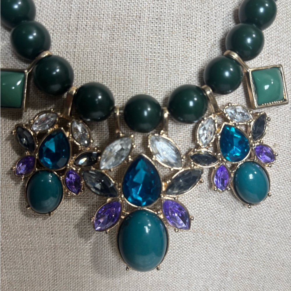 Green And Purple Statement Necklace - image 5